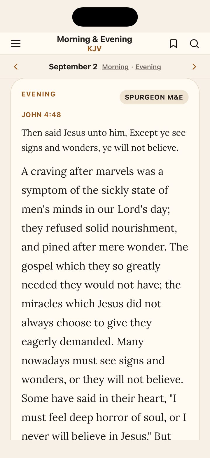 Spurgeon's Morning and Evening evening reading in Oakseed Bible